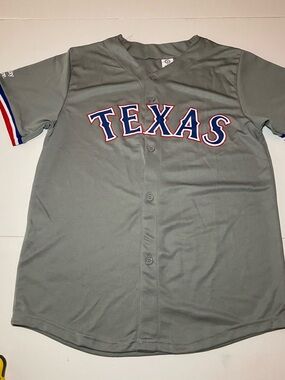 MLB Texas Rangers Joc Peterson #4 Baseball Jersey - Grey with Red & Blue Trim